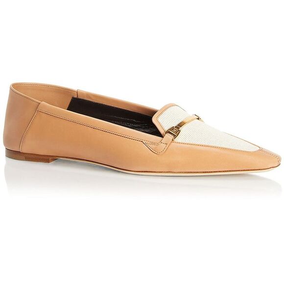 Saint Laurent Shoes - Saint Laurent Womens Brown Faux Leather Slip On Square Toe Loafers New